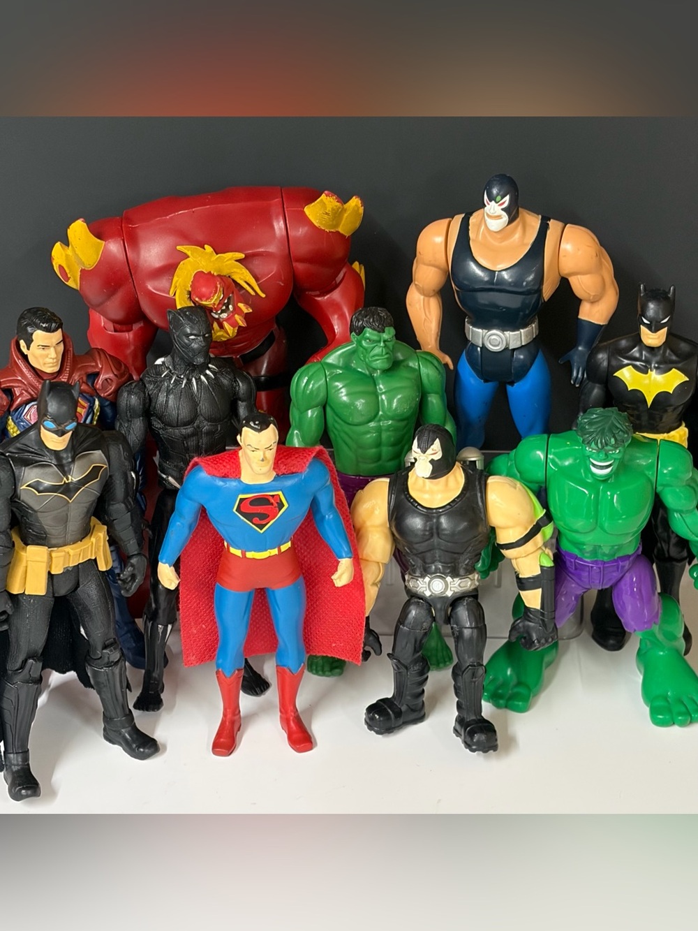 Super Heroes Action Figures Mixed Lot of 10 Toys Batman Superman Doomsday Red